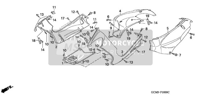 Honda SZX50X 1999 Cubierta Lateral/Cubierta del cuerpo para un 1999 Honda SZX50X